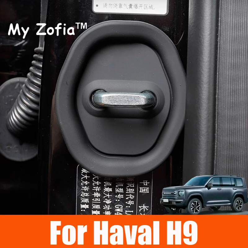 

For Haval H9 2nd 2024 2025 Car Door Lock Protection Silicone Cover Car Door Stop Rust ABS Protection Anti collision Stickers