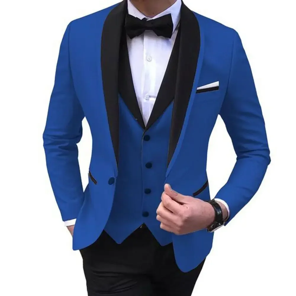 New European and American Business Casual Suit Men\'s Three-piece Set Groom Best Man Wedding Banquet Large Size Suit Handsome Man