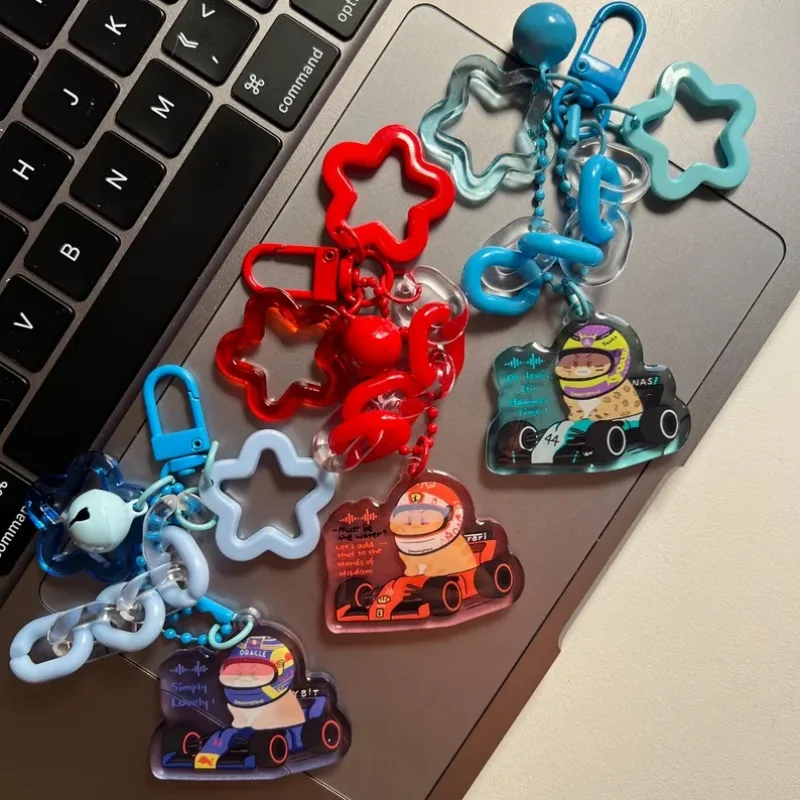 y2k-ручной-работы-f1-racing-cat-акриловый-брелок-и-ремешок-для-телефона-2-в-1-милый-кавайный-шарм-эстетические-аксессуары-для-телефона-ключей