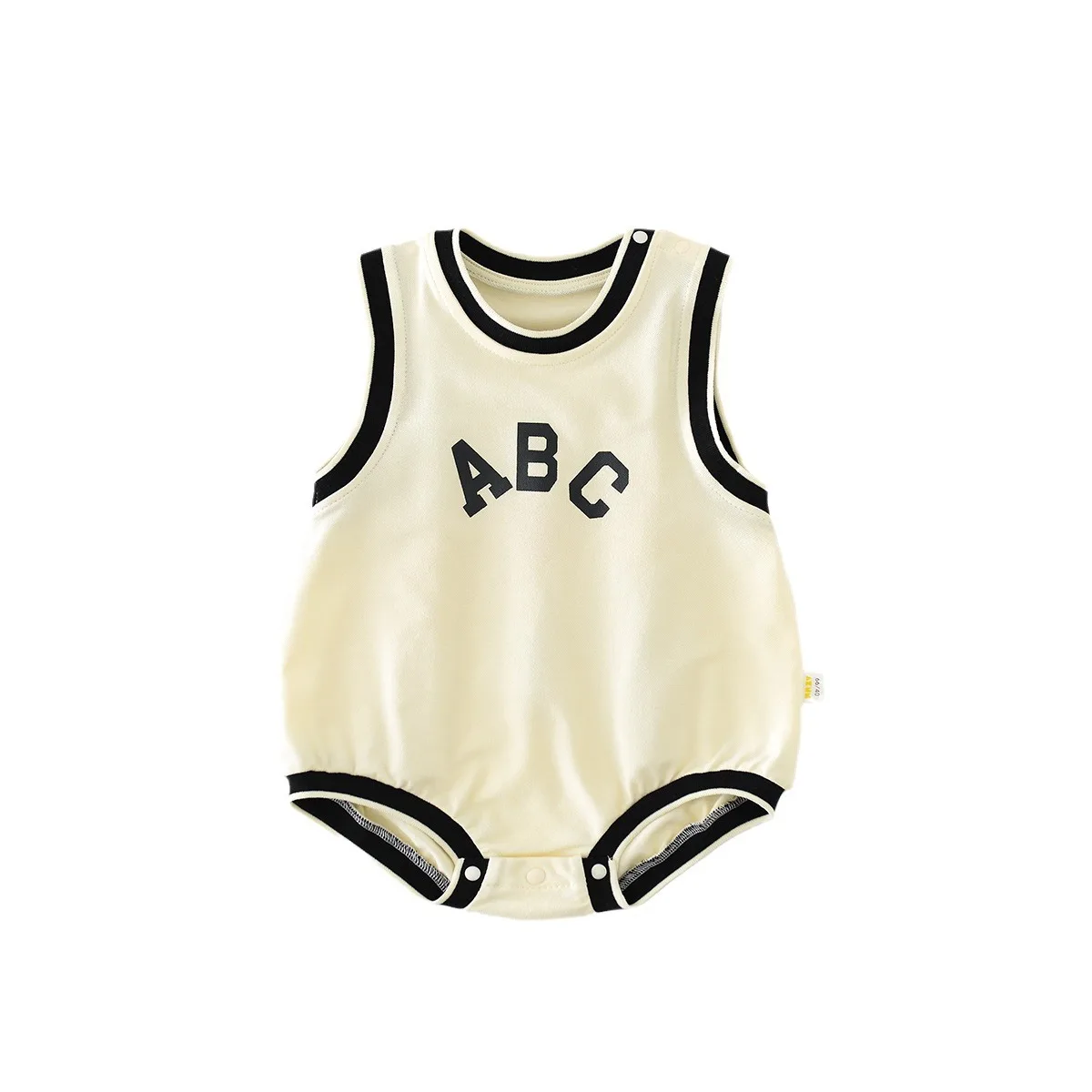 Summer 2024 ins baby boys romper muslin sleeveless letter thin newborn boys bodysuit loose simple infant boys outfits