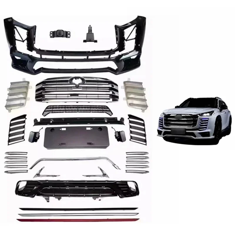 Auto Parts Body Kit Car Bumpers LC300 Style Modified Front Rear Bumper Kit for Toyota Highlander 2020 2021 2022 2023