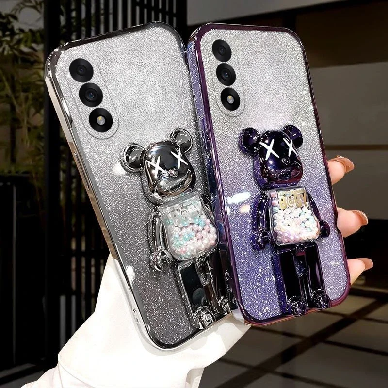 

Plating Cover Quicksand Bear Stand Bracelet For Oneplus Nord 5 CE 5 5G Phone Case For Oneplus Nord CE 5 Phone Case