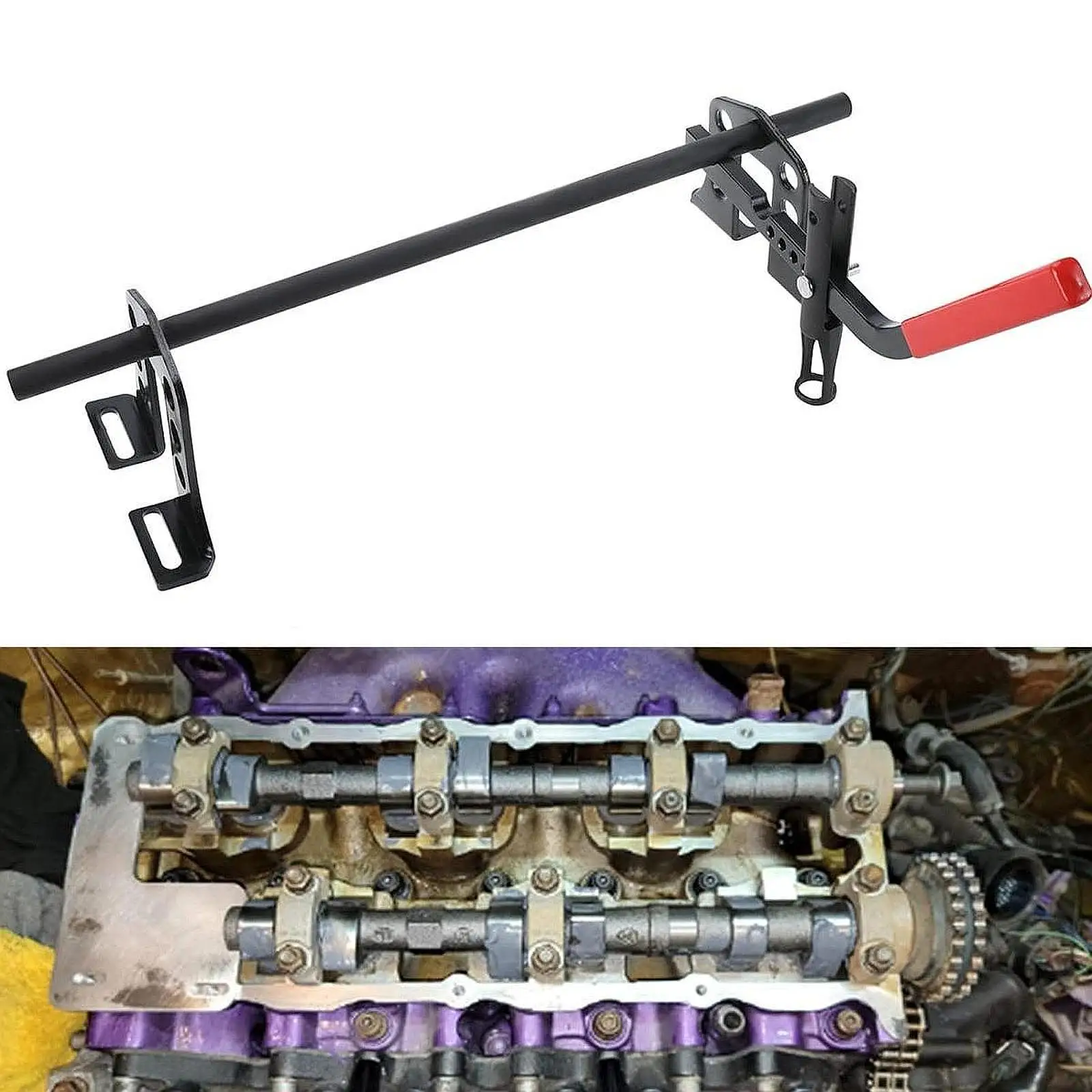 

Cylinder Head Service Tool Kit,Overhead Engine Valve Spring Removal,Universal Steel Valve Spring Compressor Tool for Car