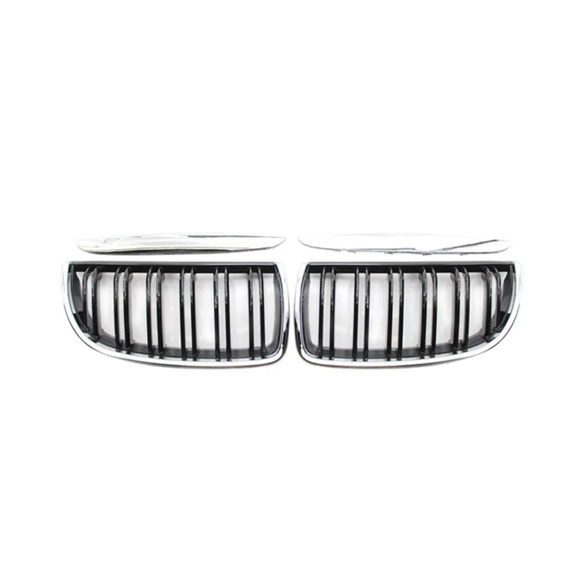 Car Chrome Double Front Hood Kidney Grill Mesh Sport Grills for 3 Series E90 E91 2005-2008