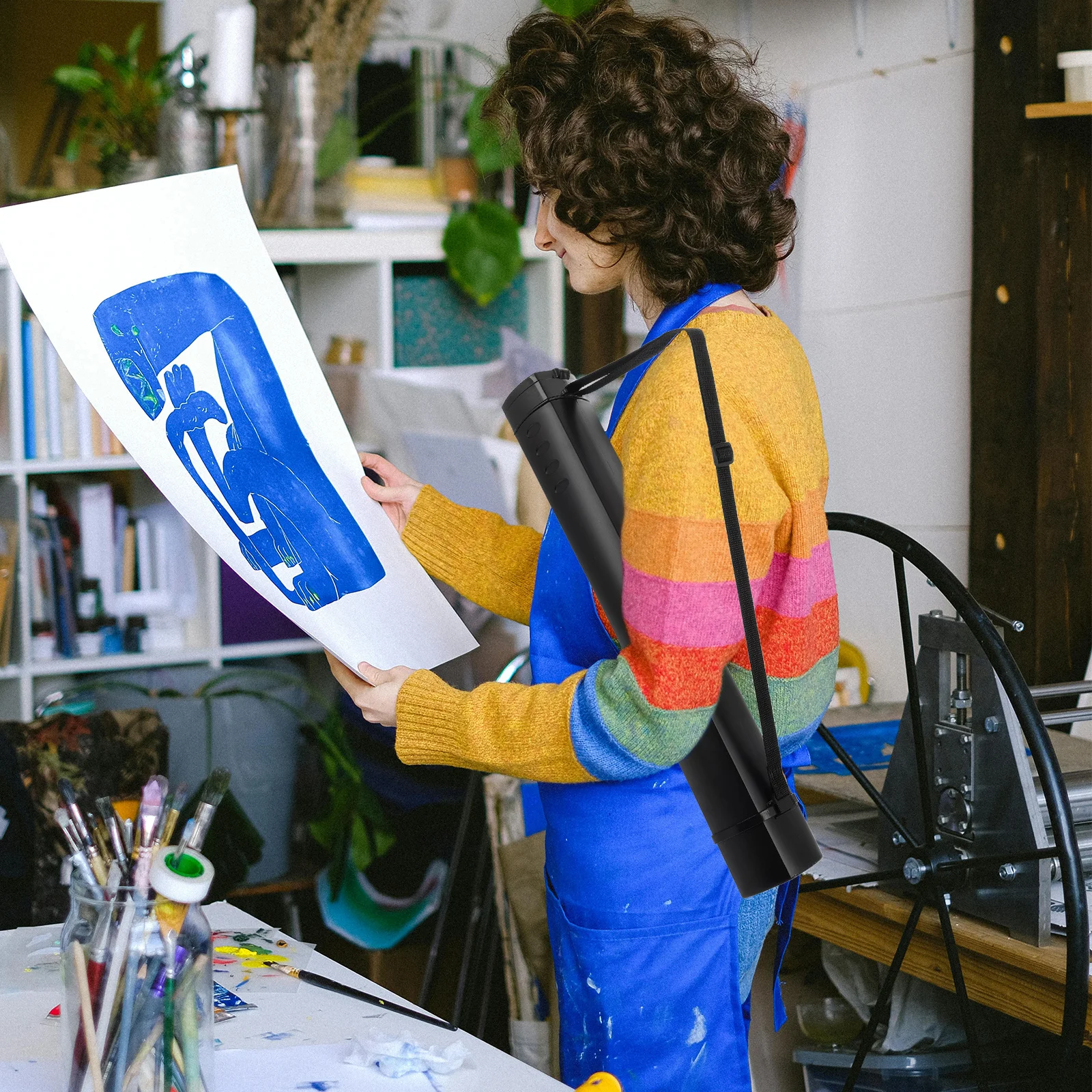 Anti-Slip Roll Telescoping Poster Tube with Extendable Handle Moistureproof Drawing Transport Tube for Blueprints Posters and