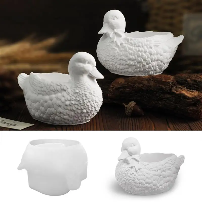 Duck Storage Box Silicone Mold DIY Animal Candle Jar Crafts Making Plaster Concrete Resin Ashtray Casting Molds Home Decor