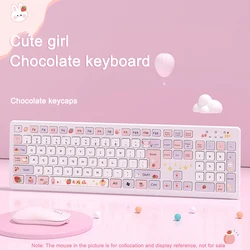 104 Keys Kawaii Cartoon Cat Wireless Keyboard Cute Silent Wired Gaming Keyboard For PC Computer Girl Gamer Pink Purple Keypad
