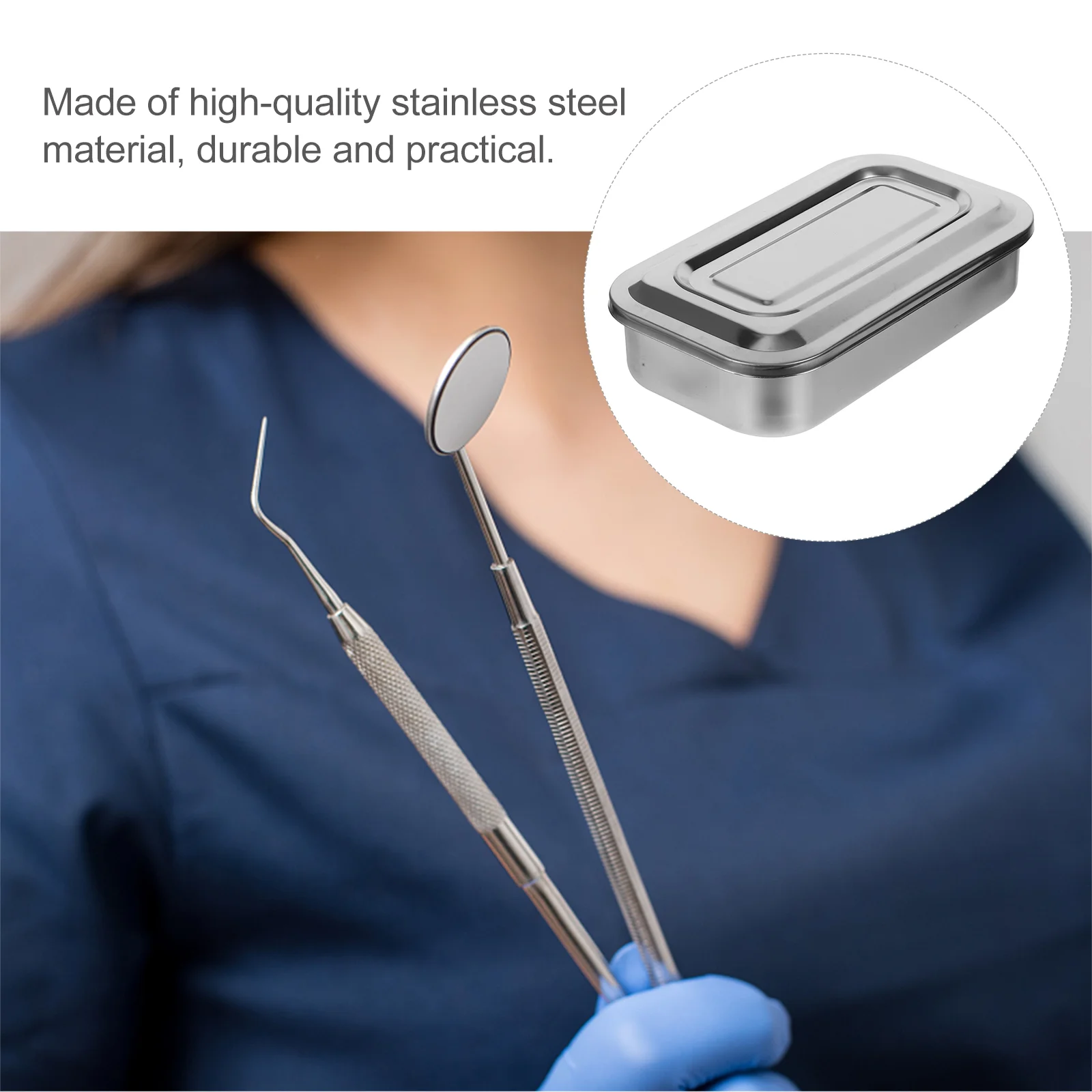 8 Inch Narrow Cutlery Tray Beauty Square Plate Metal Manicure Instrument