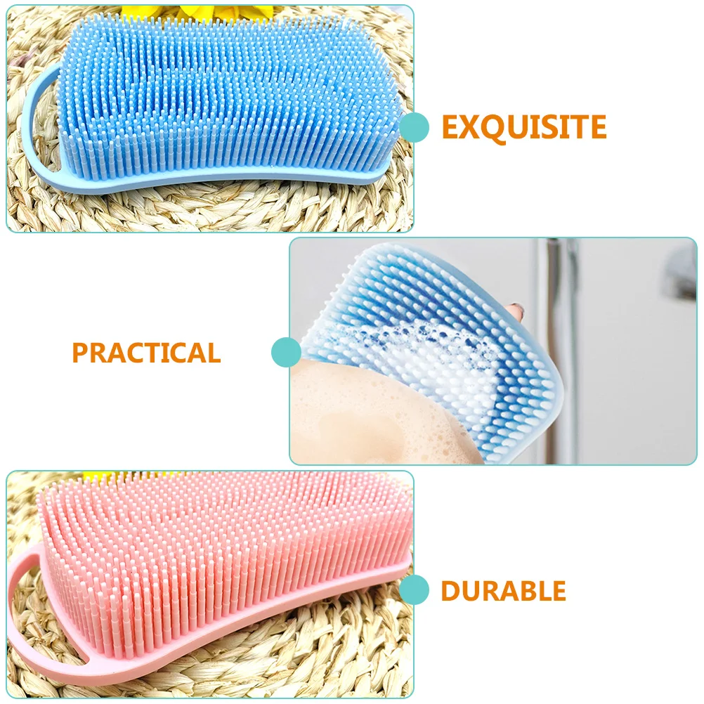 2 Pcs Bath Brush Shampoo Comfortable Silicone Scrubber Washing Bathing Tool Silica Gel Baby Shower