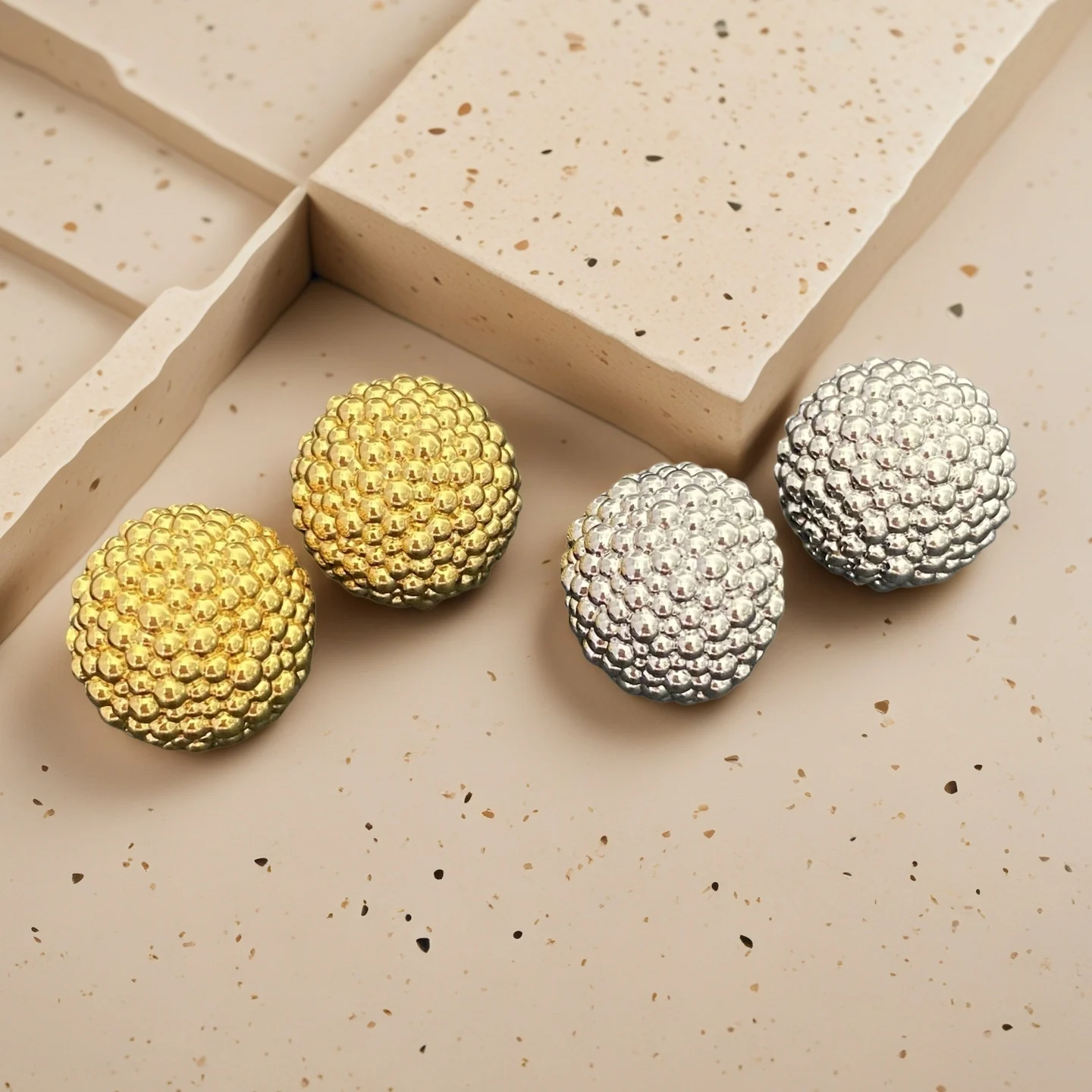 Yuri Ailey Exquisite Textured Sphere Silver Stud Earrings For Women Granule Round Ball Ear Studs Jewelry Gift For ladies
