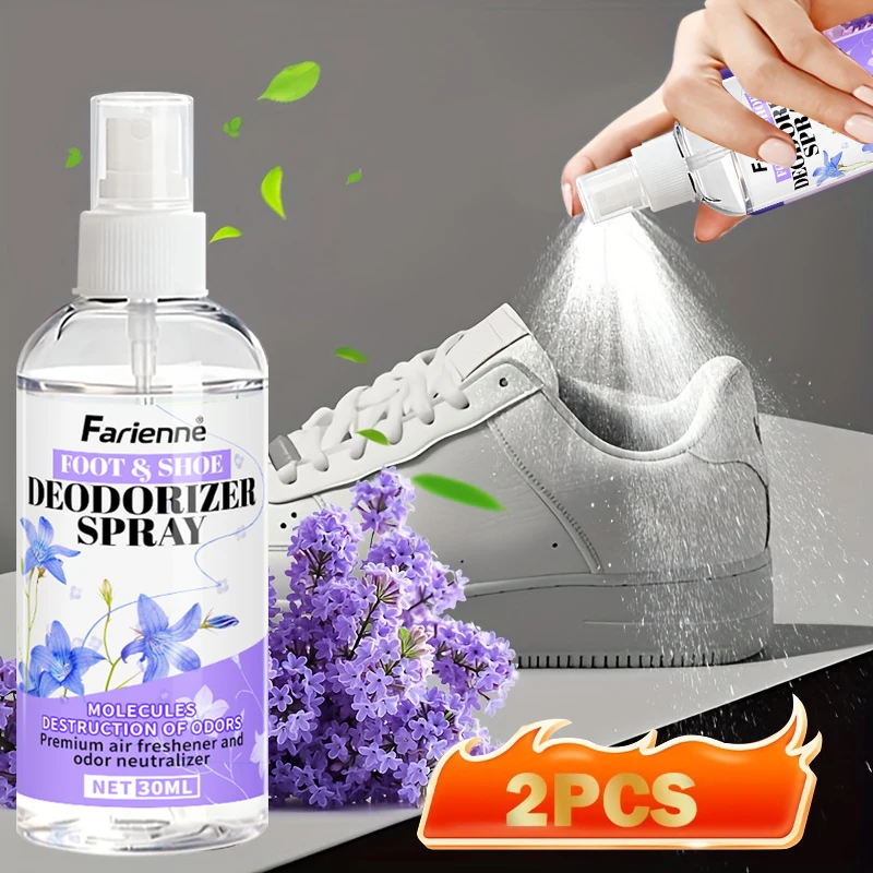 2pcs Farienne Foot & Shoe Deodorizer Spray 30ml Odor Neutralizer For Sneakers Socks Footwear Freshener