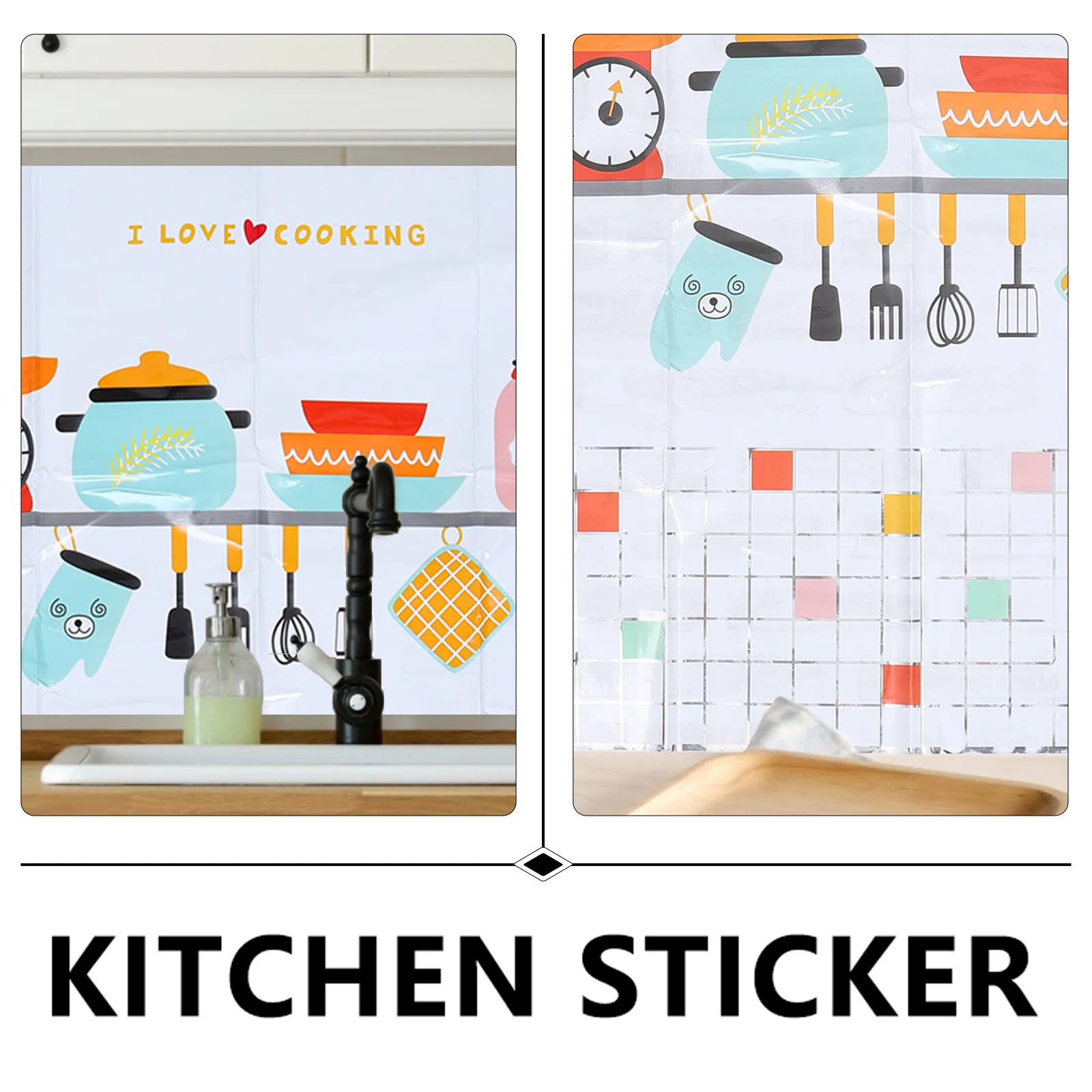 2 Pcs Wall Sticker Kitchen Oil-proof Cabinet Cooking Bench for Decals Tile Stickers view 6