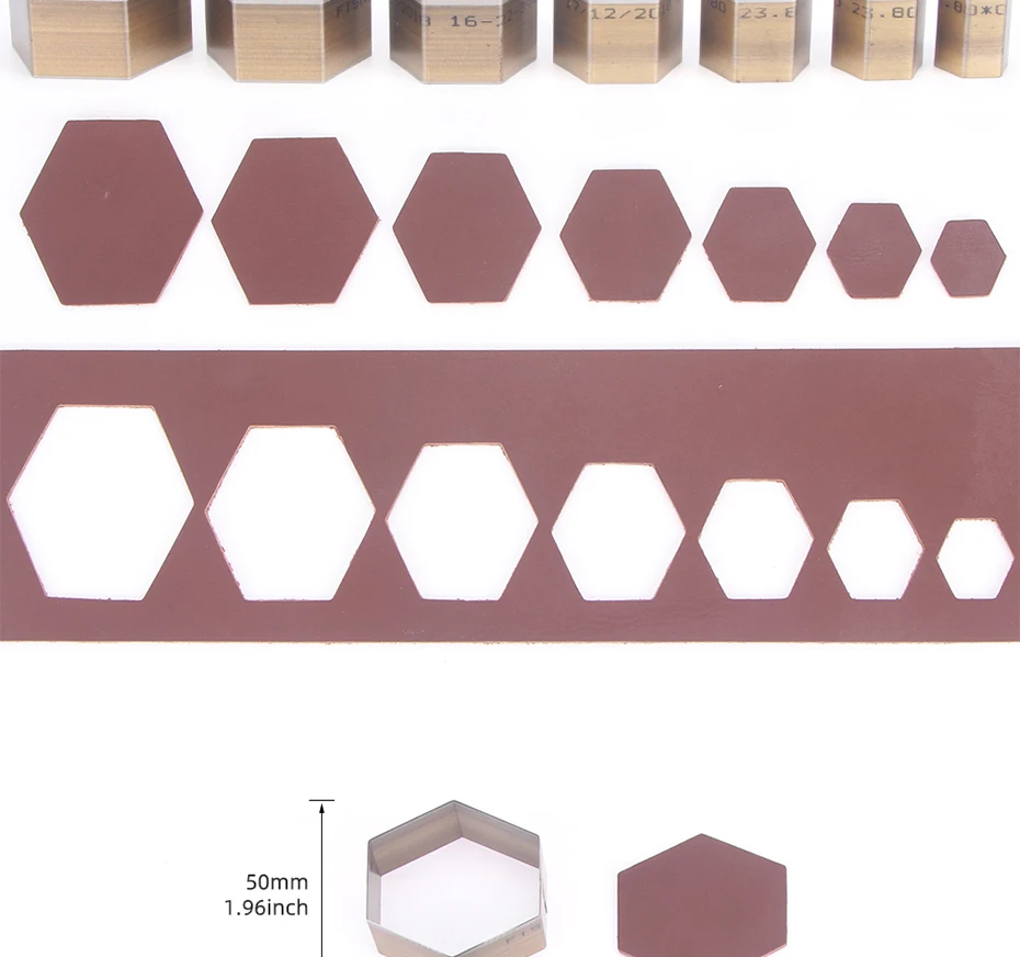 QJH 20–50 mm gestanzte Lederohrringe/Tropfenformschneider/8 Formen/Herz/Quadrat/Abgerundetes Quadrat/Dreieck/Hexagon/Pflaume/Tropfen/Blatt – Detail 8
