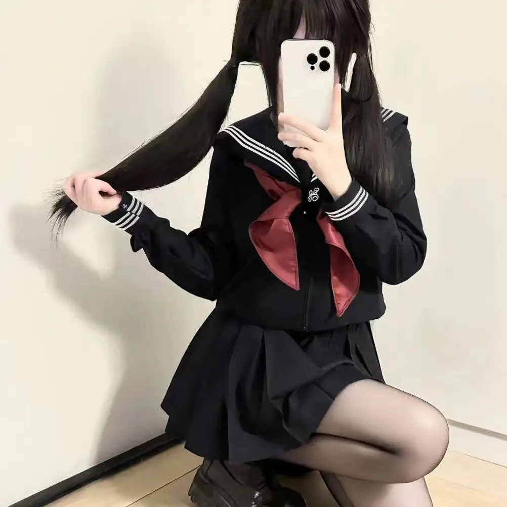 plus Size Sailor Suit Set Short Sleeve Long Sleeve Versatile JK Uniform School Uniform Style Casual Fashion for Women Adults