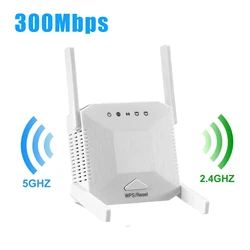 300Mbps Wireless WiFi Repeater Wifi Signal Booster Dual Band 2.4G 5G WiFi Signal Amplifier Extender Internet Booster WPS Router