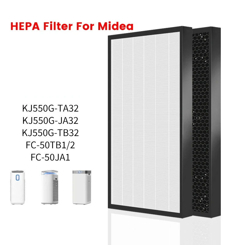 Hepaフィルターエレメント交換部品キット、空気清浄機、Midea KJ550G-TA32、KJ550G-JA32、KJ550G-TB32、FC-50TB1、2fc-50ja1に適合