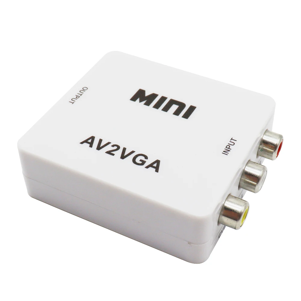 1080P RCA AV2VGA Video Converter Mini Video Convertor Conversor with 3.5mm Audio AV2VGA / CVBS + Audio to PC HDMI Converter