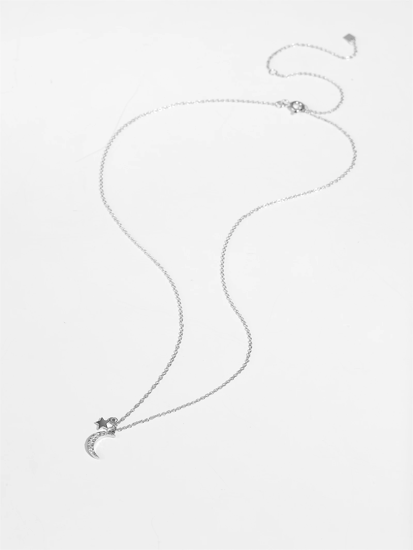 ANDYWEN 925 Sterling Silver Necklace with Zircon CZ Moon Star Pendant  Long Chain Women Elegant Wedding Jewelry Crystal Luxury