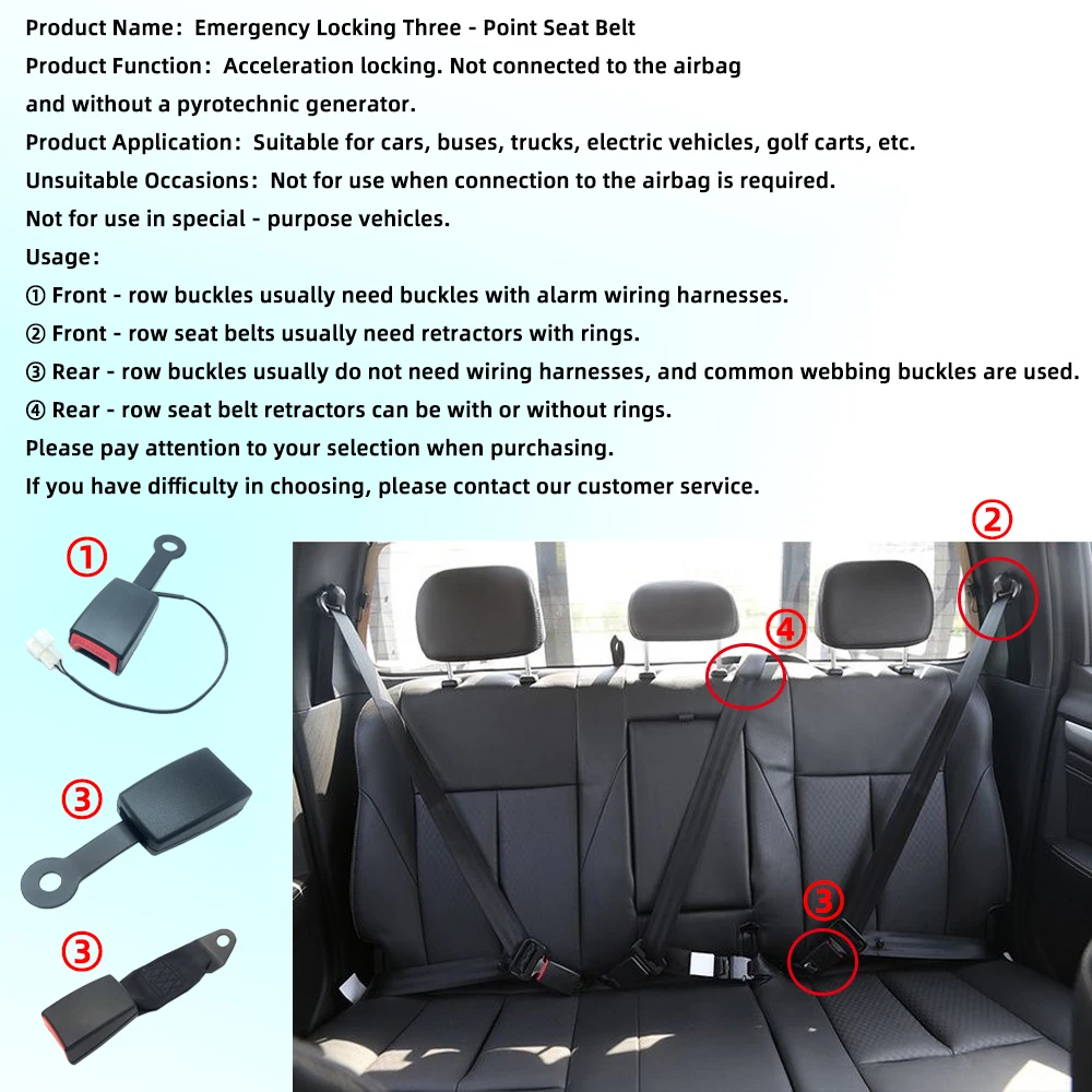 حزام مقعد السيارة قابل للسحب بـ 3 نقاط، مجموعة كاملة من مسامير تثبيت الأجهزة الفولاذية، حزام أمان الحافلة المدرسية #3