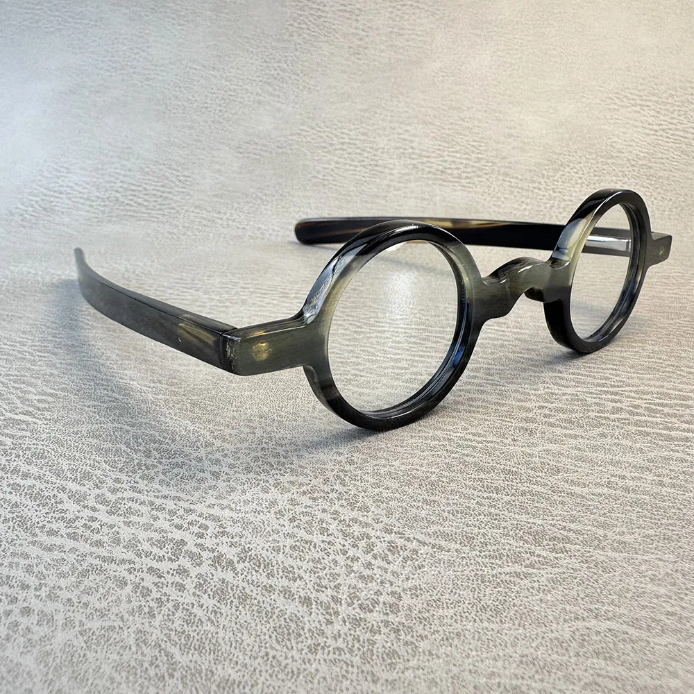 Man Glasses Frames Unique Vintage Optical Lenses Eyeglasses Round Retro Handmade Natural Horn Prescription Eyeglass Frames