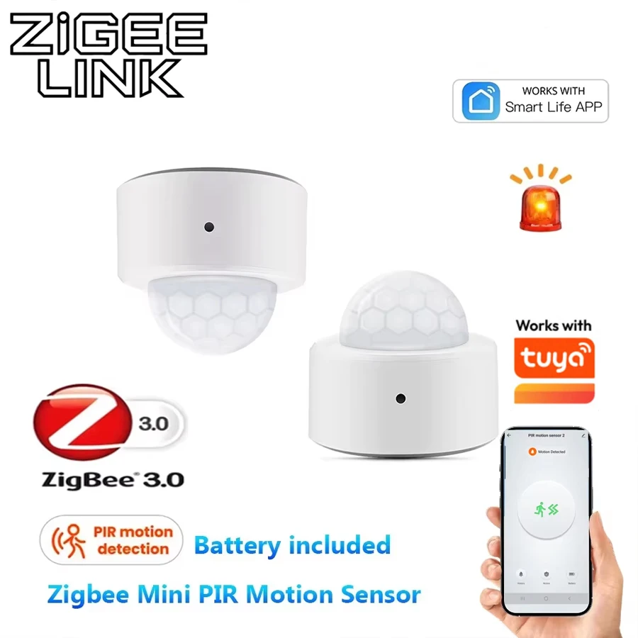 

Датчик движения и освещения 2-в-1 Zigbee PIR, инфракрасный детектор, приложение Smart Life, датчик присутствия человека, домашняя охранная сигнализация, совместим с Tuya и Alexa