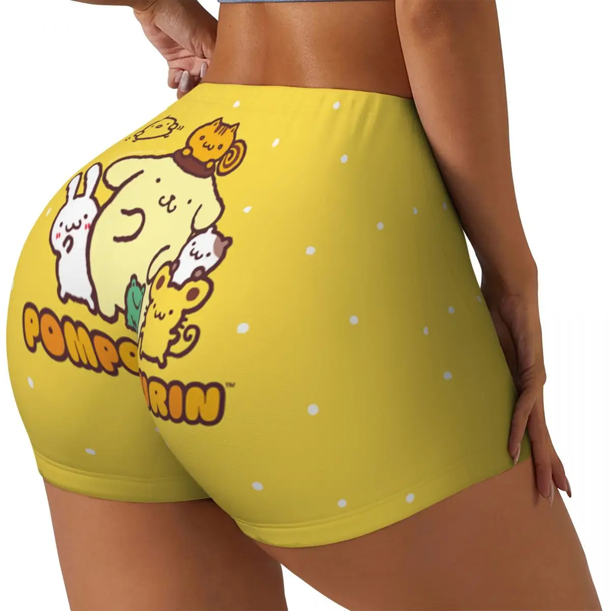 Custom Women's Pom Pom Purin Cute Lovely Workout Yoga Shorts Gym Athletic Volleyball Biker Shorts