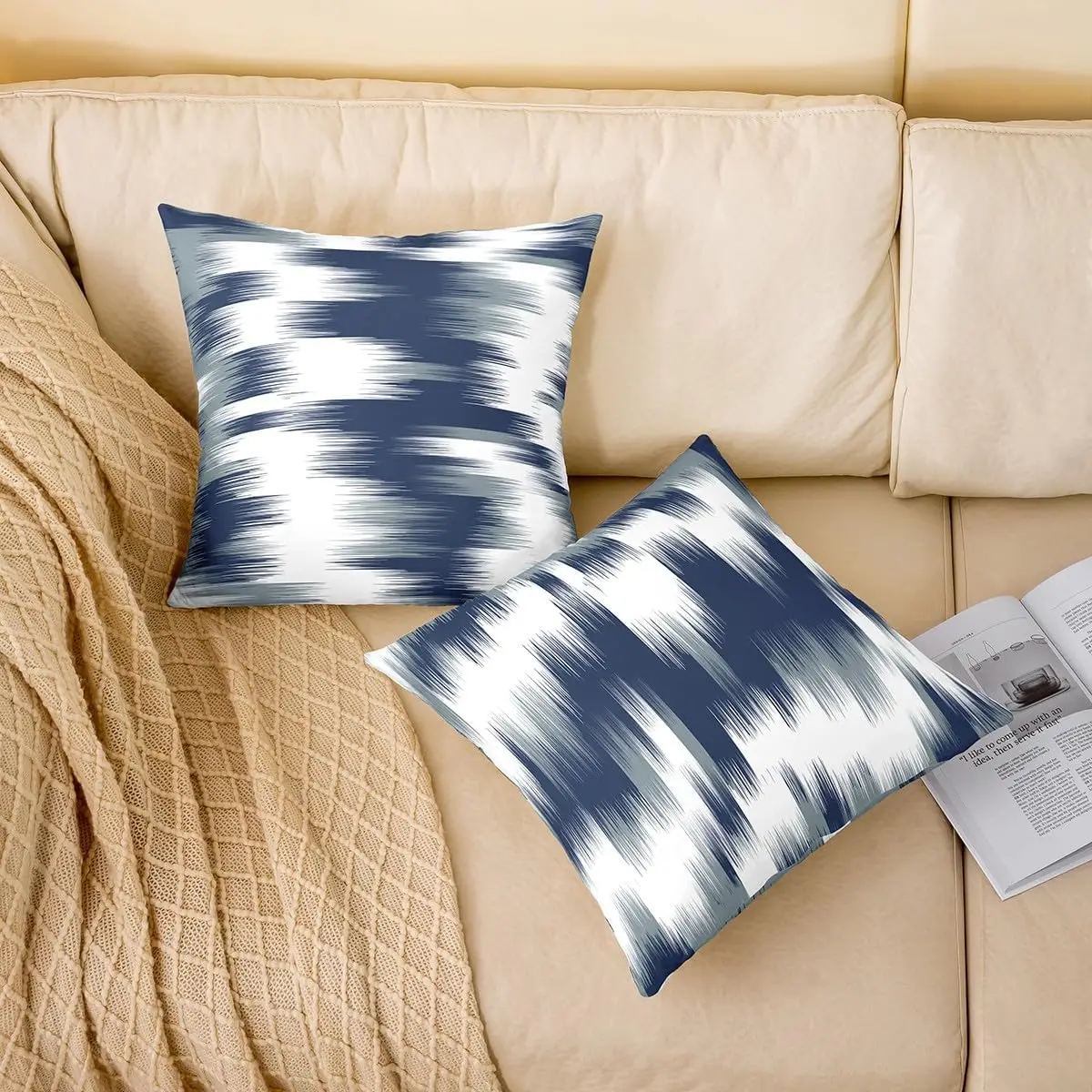 Feelyou Kids Grey and Blue Throw Pillow Covers ,Modern Abstract Art Pillow Covers for Home Sofa Bed Couch,Boys Girls