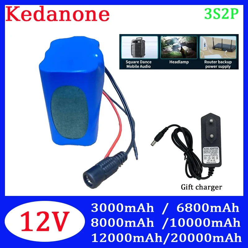 

portable type 12V Li-ion Rechargeable Batteries for Monitoring with 12.6V Charger BMS Lithium Battery Packs Protection Board