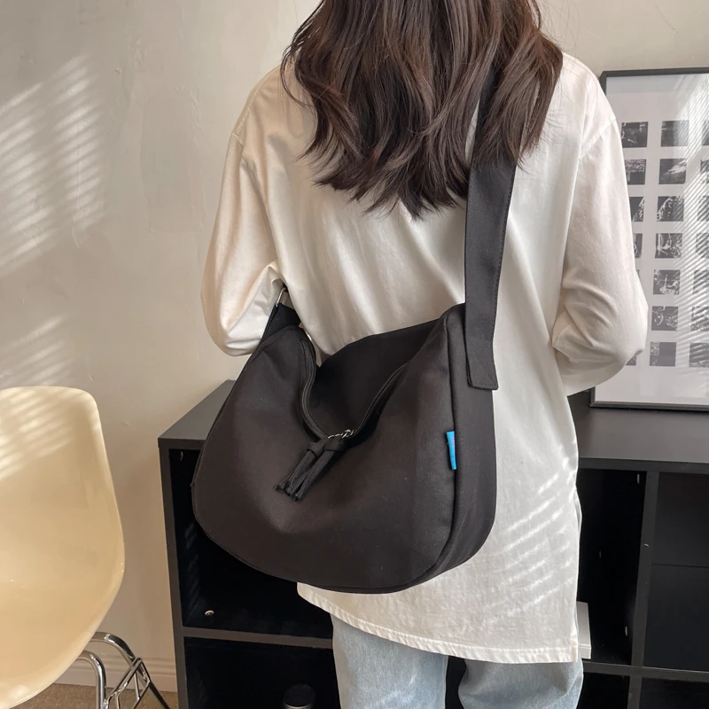 Sac à main fourre-tout de grande capacité en toile Simple pour filles, Sac à bandoulière pour écolières, Sac à épaule solide