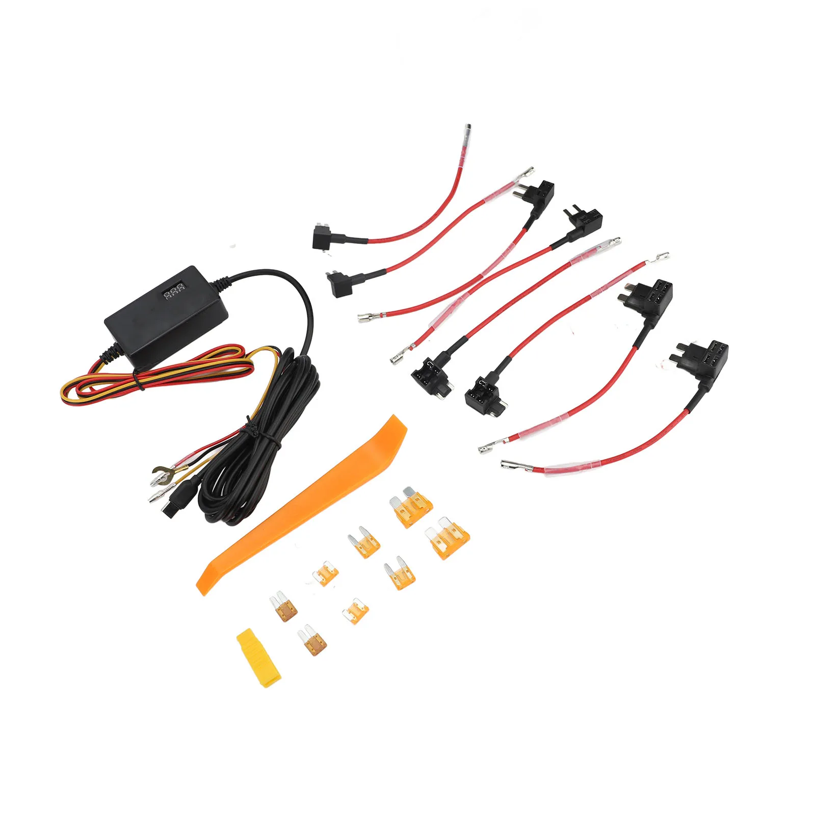 3 Gears 12V-24V 3A Dash Cam ACC Hardwire Kit Digital Display Power Cord With 8 Fuse for Dash Camera 24H Parking Monitoring Cable