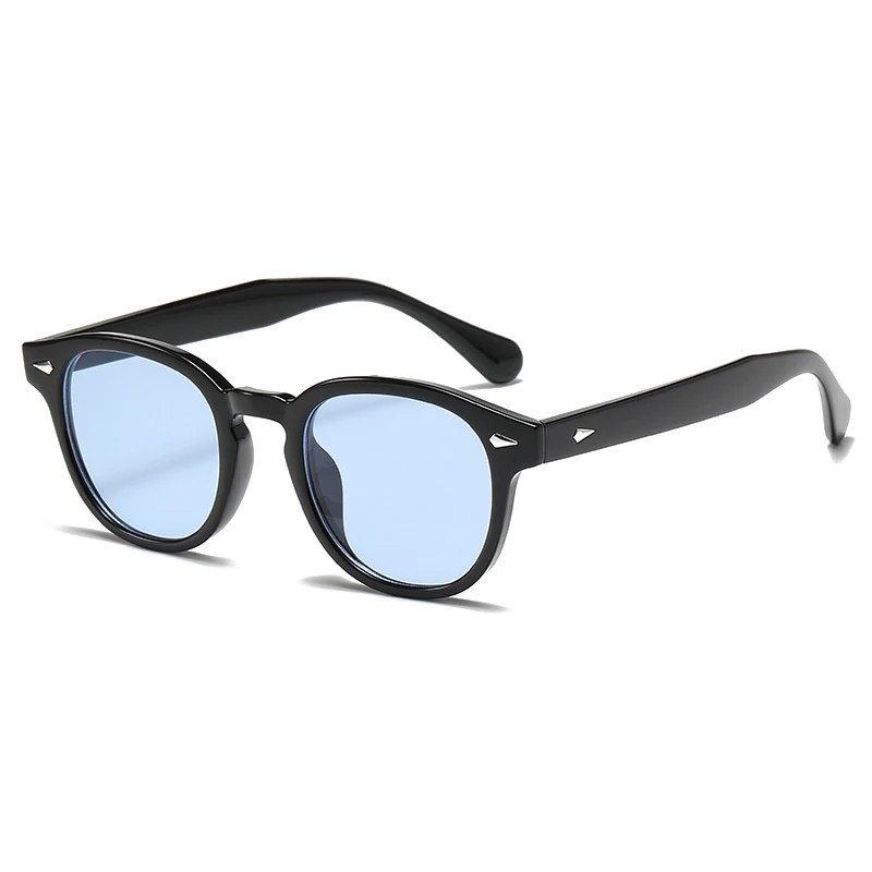 Vintage Rivets Round Sunglasses Men Women Retro Plastic Oval Sun Glasses Male Classic Summer Vacation Driving Shades