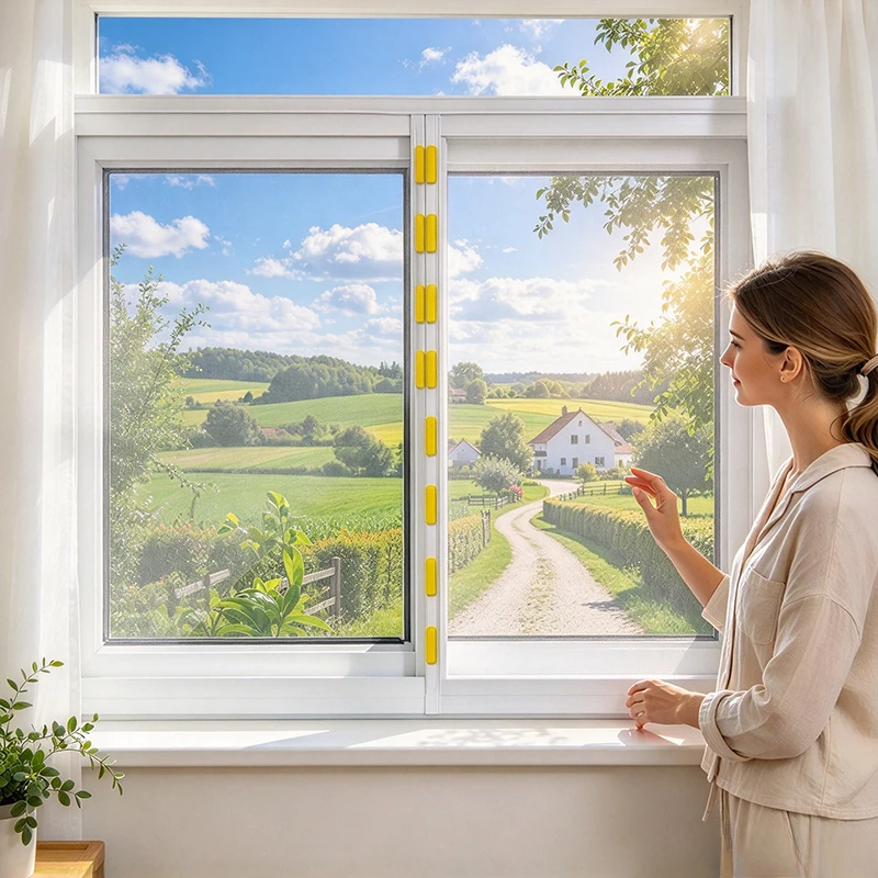 White Mosquito Screen Window Self-adhesive Magnetic Mosquito Net Self Installing Invisible Net Automatic Closing Custom Size