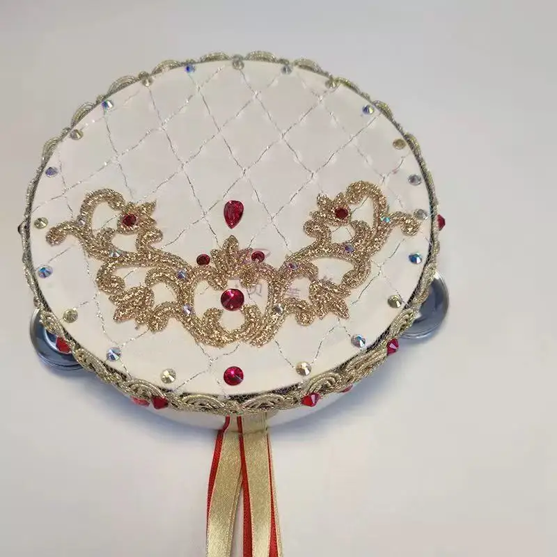 Purple Tambourine wooden for Professional ballet stage dance girls competition performance women green circular drum