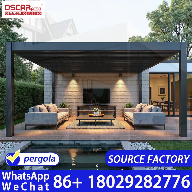 Motorized Adjustable Outdoor Pergola for Pool Beach Backyard Garden Gazebo Pavilion Structures pergola