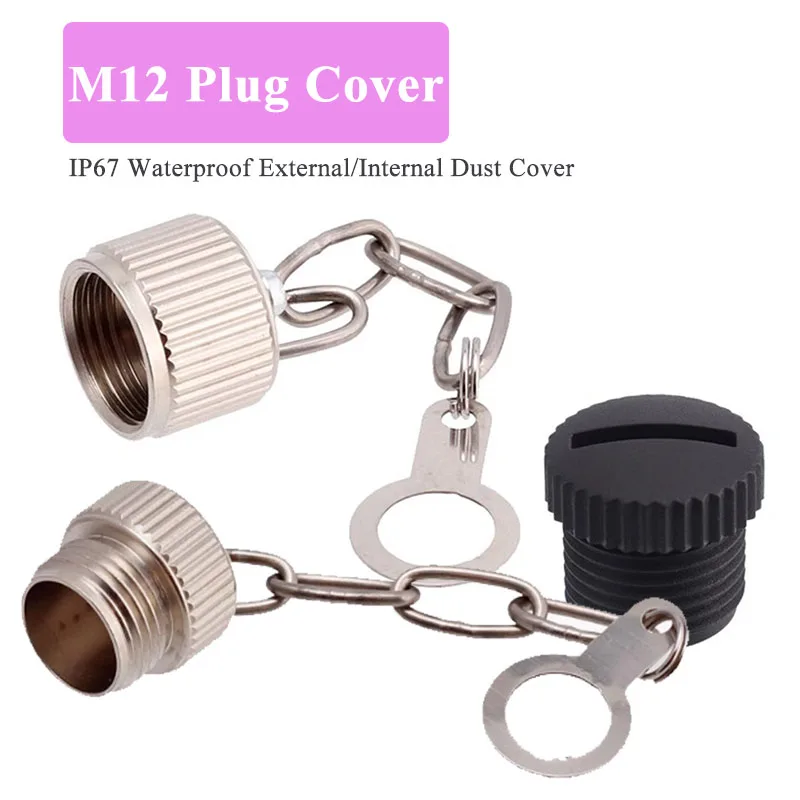 M12 Aviation Plug Dust Cover Outdoor IP67 Plastic Metal Waterproof Cap for M12 Connector Outer/Inner Teeth Dust Covers With Chai