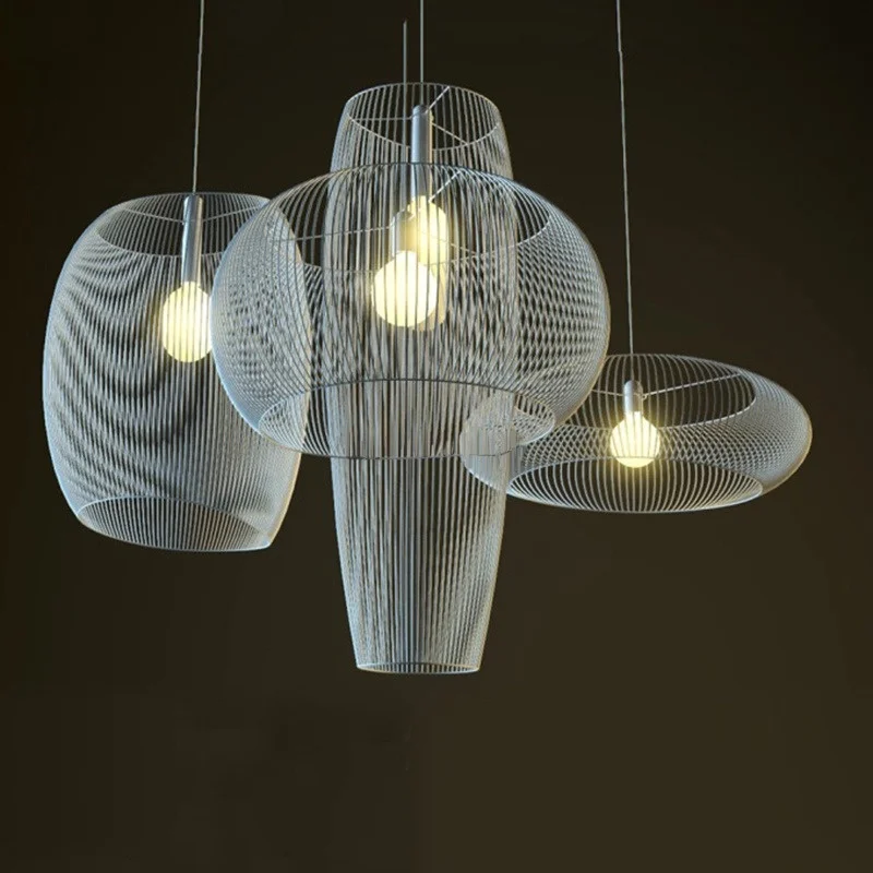 

Modern hollow combination irregular cage lamp American villa hotel living room bedroom dining room clothing store pendant light
