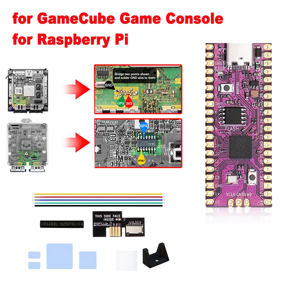 PicoBoot Board IPL Replacement Modchip RP2040 USB TYPE-C For Nintendo Gamecube NGC Dual-Core SD2SP2 Adapter GC2SD Card Reader