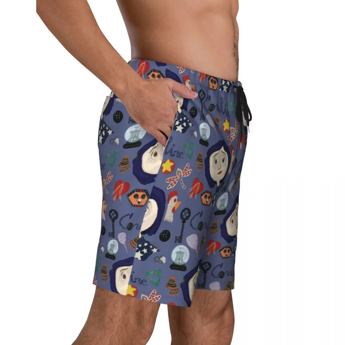 Halloween Horror Film Coraline Men's Swim Trunks Beachwear Quick Dry Beach Board Shorts Swimming Boardshorts