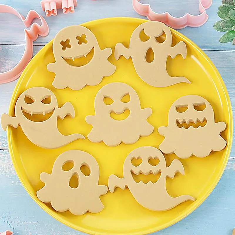 Cookie Cutting Mold Halloween Ghost Cookie Cutter Molds Kit Ghost Pattern Design Cookie Cutter For Chocolate Cake Fillings Cake