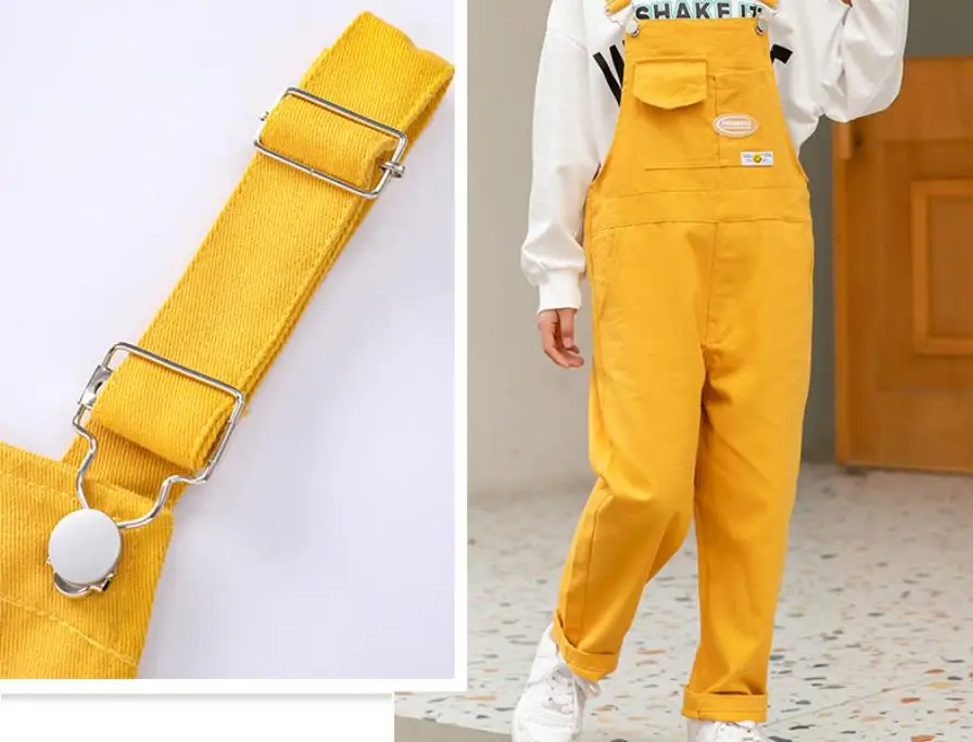 Boys Hip Hop Overalls Girls Patchwork Dungaree Children Candy Color Jumpsuit Street Dance Romper Kids Stage Streetwear Clothing