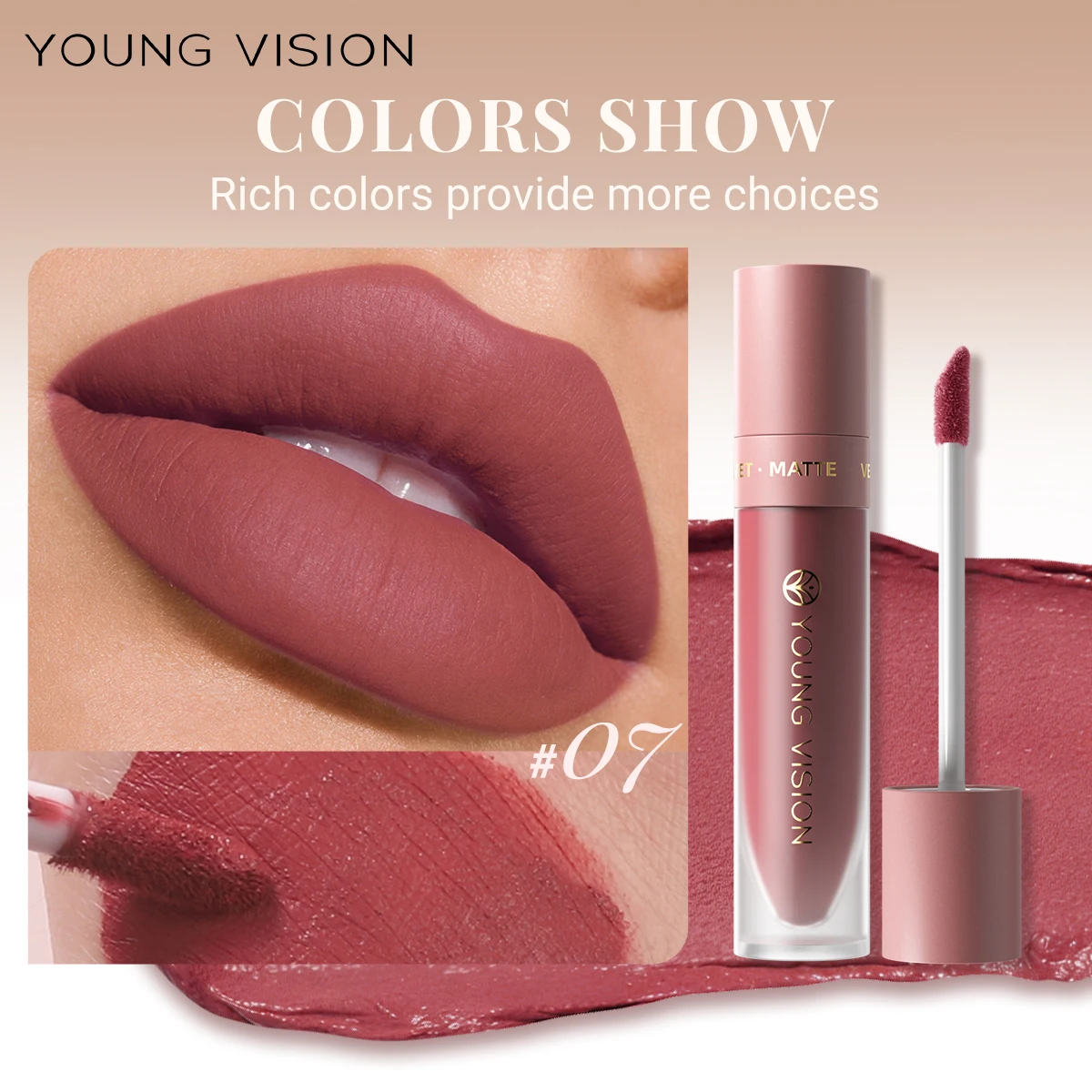 1PC Waterproof Lip Glaze 8 Colors Velvet Matte Long-lasting Transfer-proof Easy Application Matte Lip Gloss
