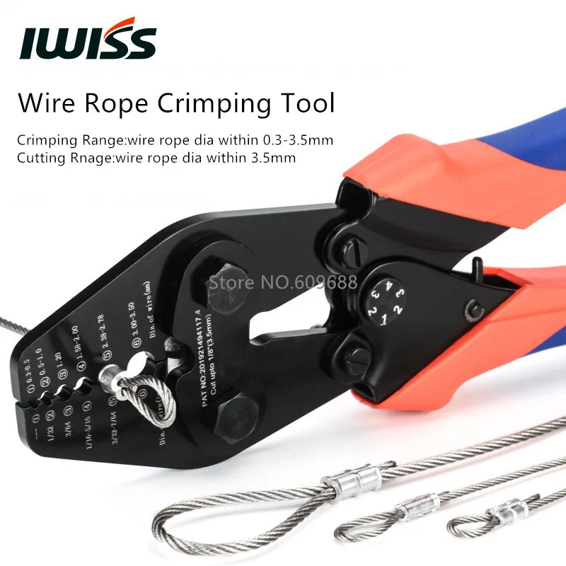 IWISS Wire Rope Crimping Tool Pliers 1-6mm Multi-wire Rope Cutter Pliers