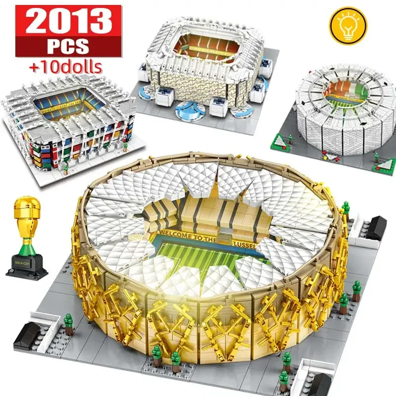 Gymnasium Trophy DIY Football Field Stadium Blocks Bricks Lamp Educational Jigsaw Puzzle For Kids Fans DIY toys toys Gifts