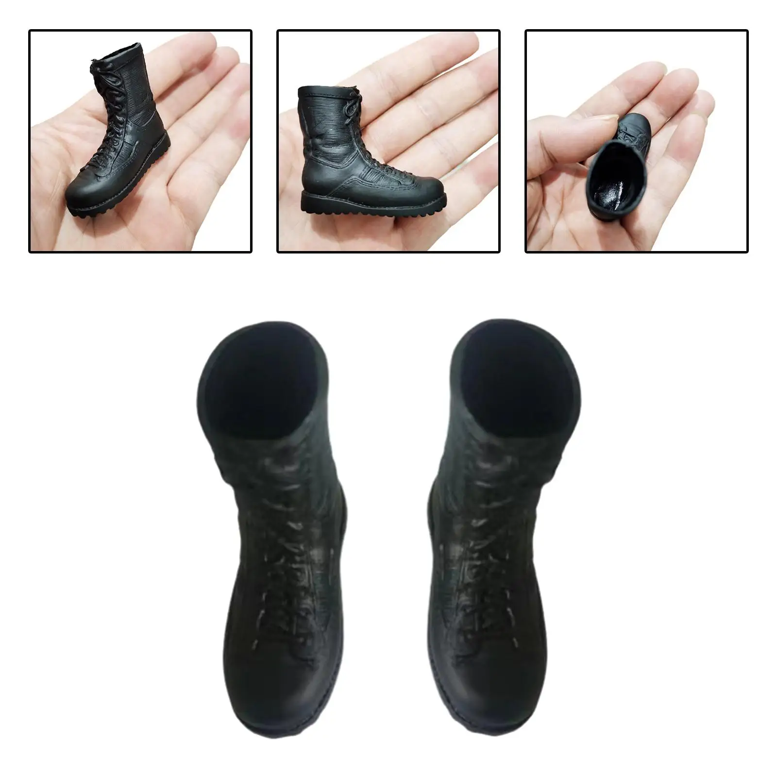 Botas de combate de soldado para hombre, calzado Formal de media pantorrilla, botas negras para figuras de acción de 12 pulgadas, accesorios para disfraces, 1:6