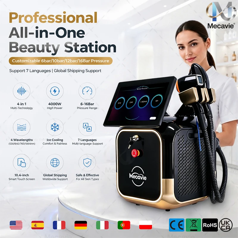 4 IN 1 Soprano Titanium Ice Platinum RF Diode 755 808 940 1064nm 4 Wave PICO Laser ND:YAG Painless Hair Removal Machine 2026