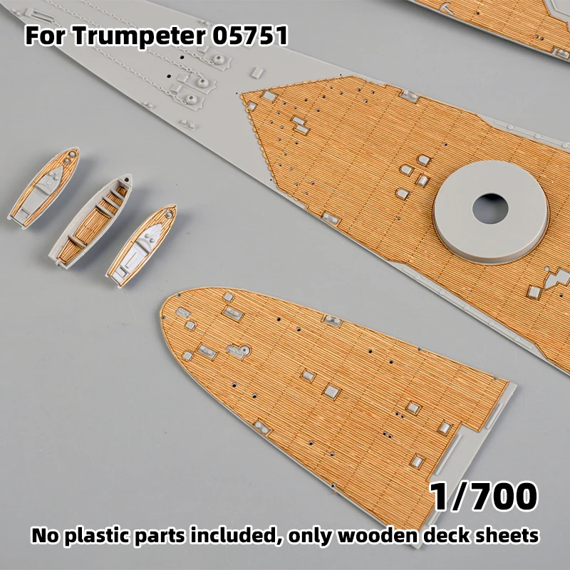 Modell-Upgrade-Teile: Lasergeschnittene Holzdeckplatte mit selbstklebender Ankerkette für TRUMPETER 05311 05750 05751 1/700 1/350 – Detail 7