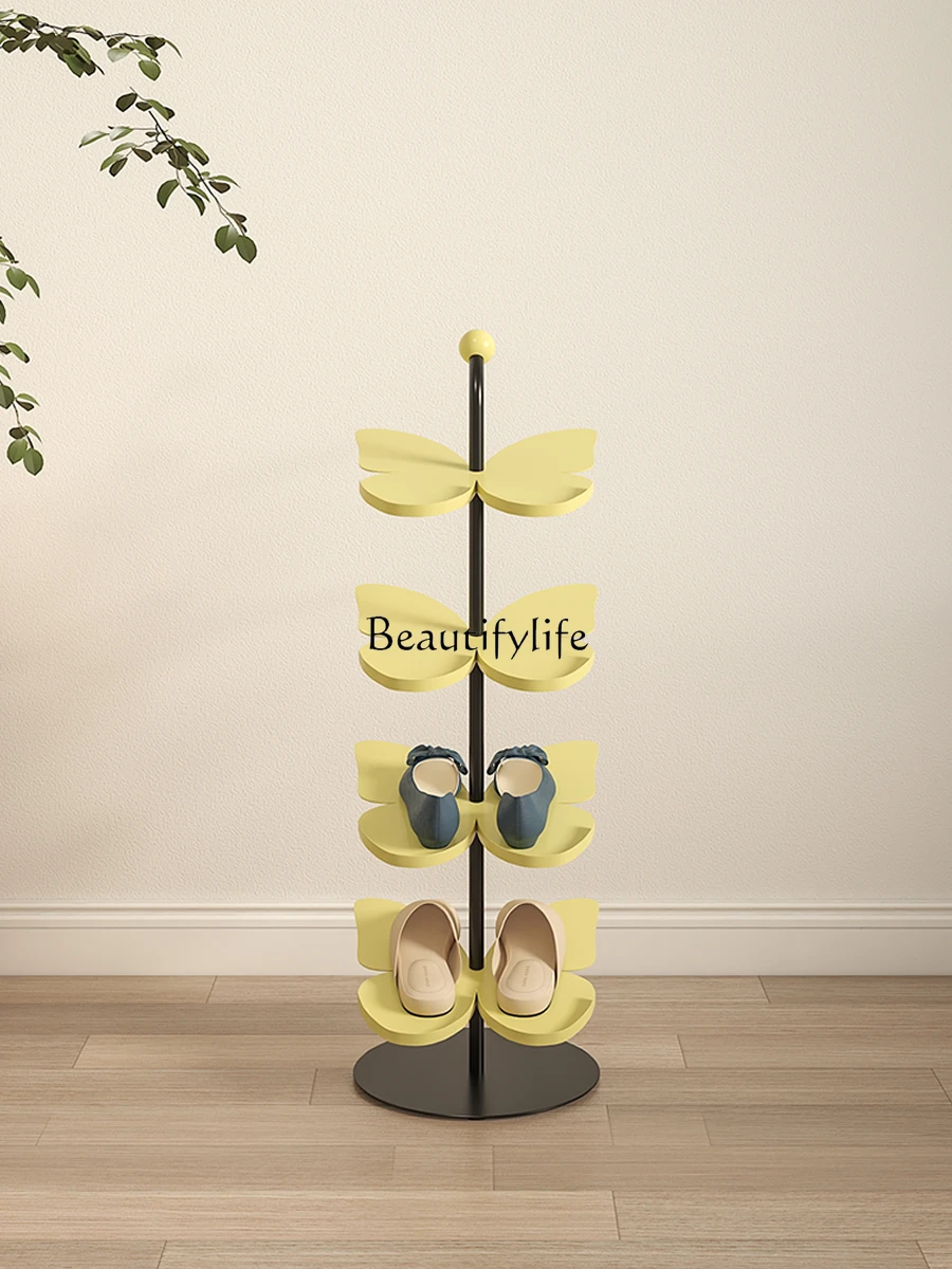 Butterfly shoe rack home door space saving small crevice multi-layer new cream style shoe cabinet