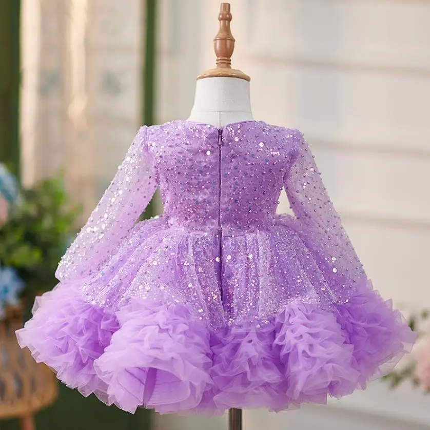 High-End Children's Princess Evening Gown Kids Catwalk Wedding Birthday Baptism Party Girls Dress A3448 Bridesmaid Dresses