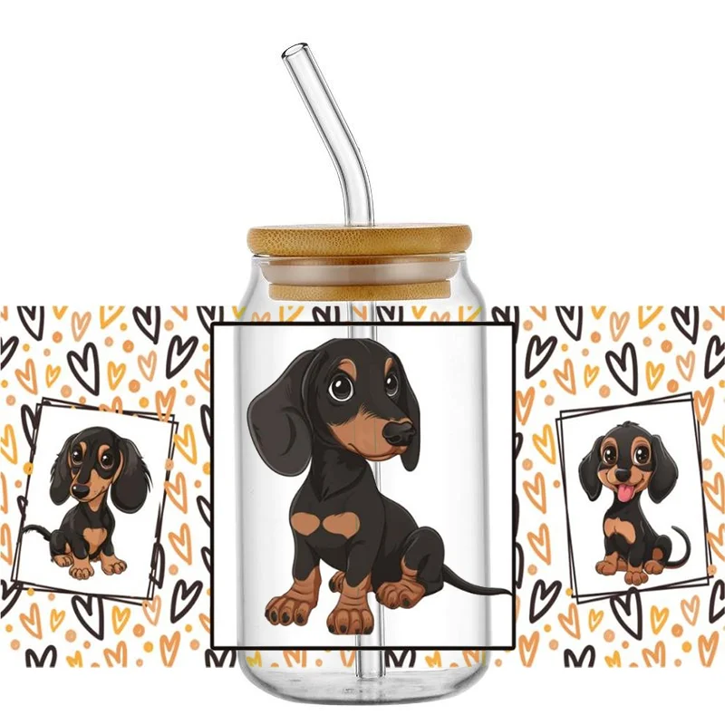 

Miniso 3D UV DTF Transfers Sticker Cute Dog Decal Cup Wrap for 16oz Libbey Glasses DIY Washable Mug Sticker