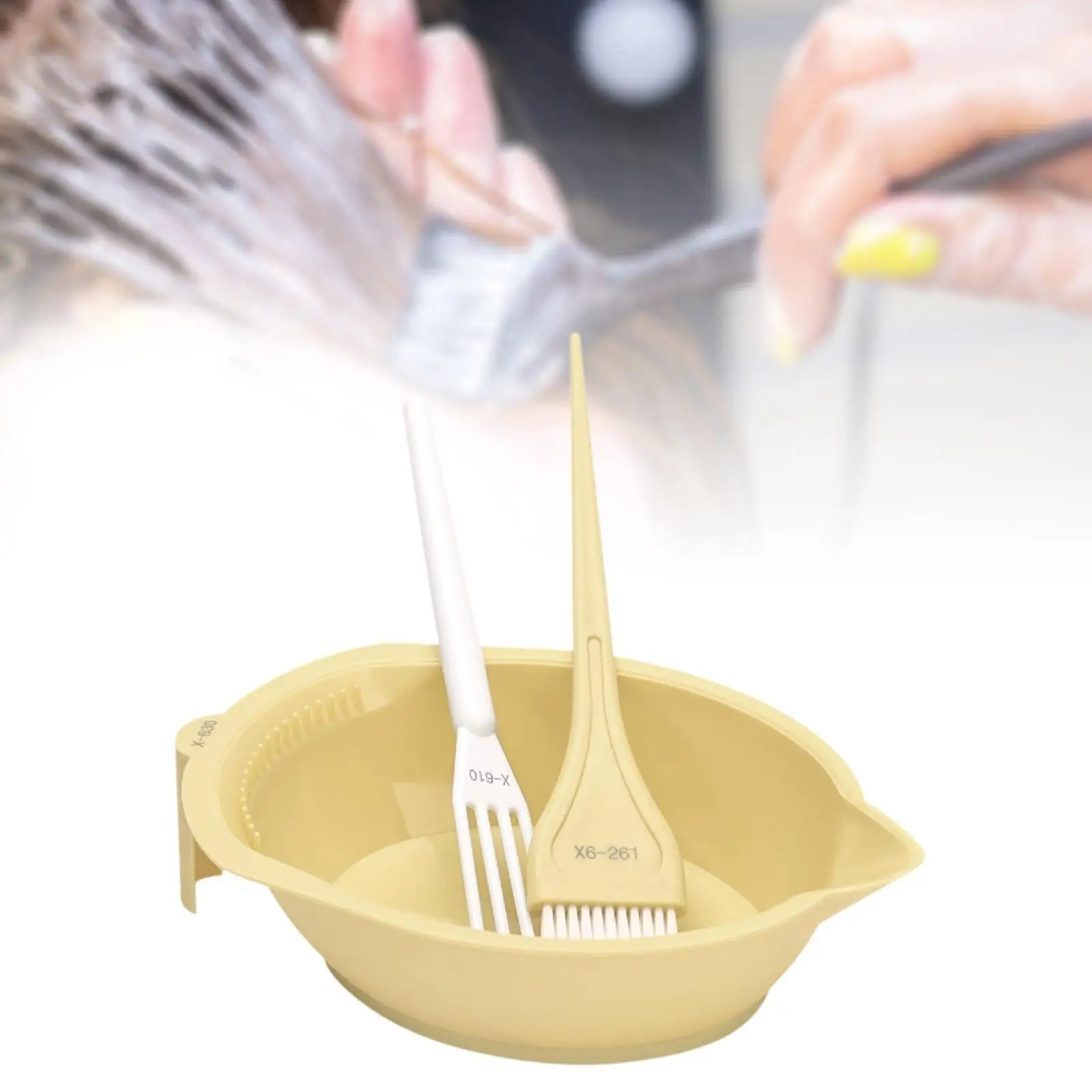 Hair Dye Coloring Bowl Set with Mixing Stick and Brush for Professional Salon Hair Coloring Tools Easy Clean PP Material